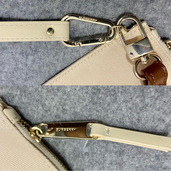 🆕 Burberry Cosmetic Pouch Converted Shoulder Bag with Wristlet Beige - Picture 13 of 13